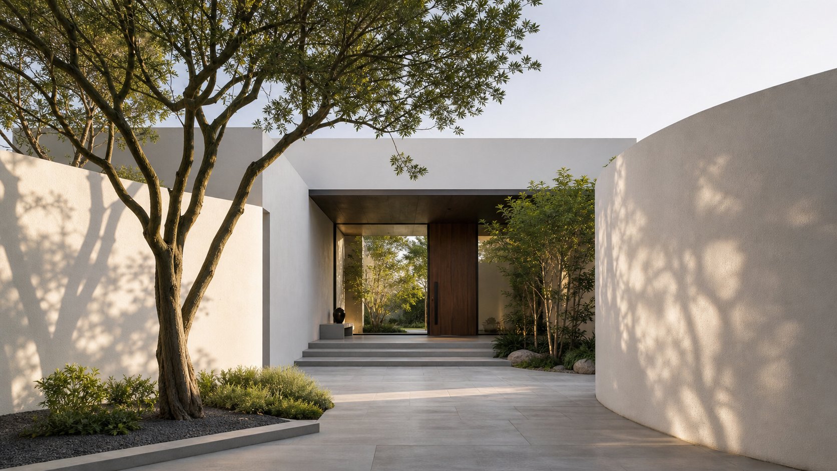Welcoming modern courtyard illustrating the start of a project conversation