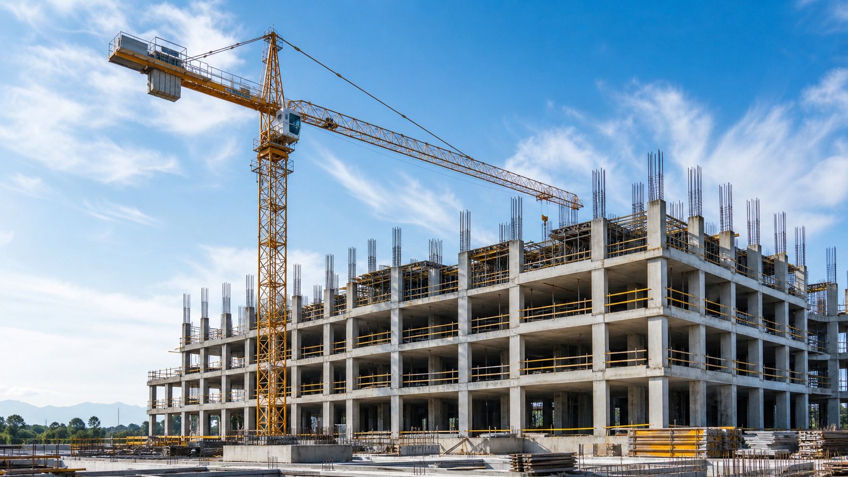 Organized concrete building site illustrating construction expertise